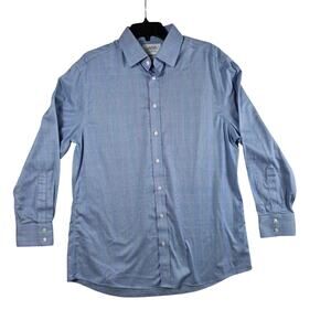 Charles Tyrwhitt Dress Shirt Men’s 16.5 33 (Large) Blue Plaid Non Iron Slim Fit